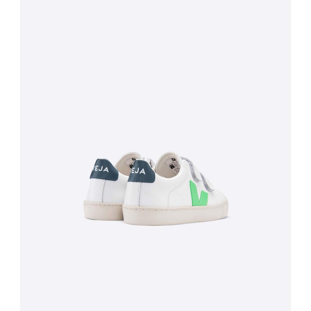 Veja ESPLAR LEATHER Sneakers Kinderen White/Green | BE 816EBC